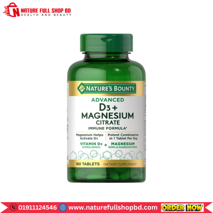 Nature’s Bounty Advanced D3 + Magnesium Citrate 180 Tablets
