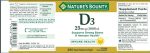 Nature's Bounty Vitamin D3 25 mcg 1000 IU 250 Rapid Release Softgels - Image 2