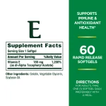 Nature's Bounty Vitamin E 180 mg Pure dI-Alpha 120 Softgels - Image 2