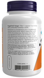 Now Foods L-Glutamine 500 mg 120 Veg Capsules - Image 2