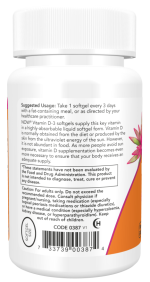 Now Foods High Potency Vitamin D-3 10,000 IU 120 Softgels - Image 2