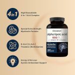 NatureBell Alpha Lipoic Acid 600 mg with Vitamin B-1 Complex 300 Capsules - Image 3