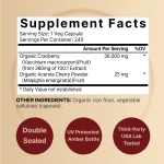 NatureBell Cranberry Concentrate with Acerola 36,000 mg 240 Veggie Capsules - Image 2