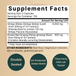 Naturebell Ginkgo Biloba 6,000mg with Panax Ginseng 500mg Per Serving 300 Capsules - Image 2