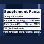 Life Extension Vitamin B3 Niacin 500 mg 100 Capsules - Image 2