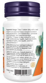 Now Foods Copper Glycinate 3 mg Albion Copper 120 Tablets - Image 3
