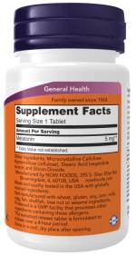 Now Foods Melatonin 5 mg Sustained Release 120 Tablets - Image 2