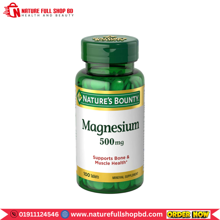 Nature's Bounty Magnesium 500 mg 100 Tablets - Image 1
