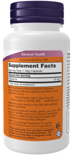 Now Foods Extra Strength Melatonin 10 mg 100 Veg Capsules - Image 2