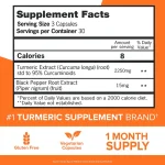 Qunol Turmeric Curcumin with Black Pepper 2250 mg 90 Vegetarian Capsules - Image 2