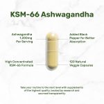 Deal Supplement KSM-66 Ashwagandha 1,200 mg with Black Pepper 120 Veggie Capsules - Image 4
