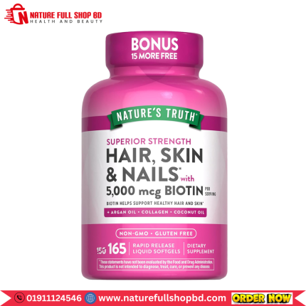 Nature's Truth Hair, Skin & Nails with Biotin 5000 mcg 165 Rapid Release Liquid Softgels