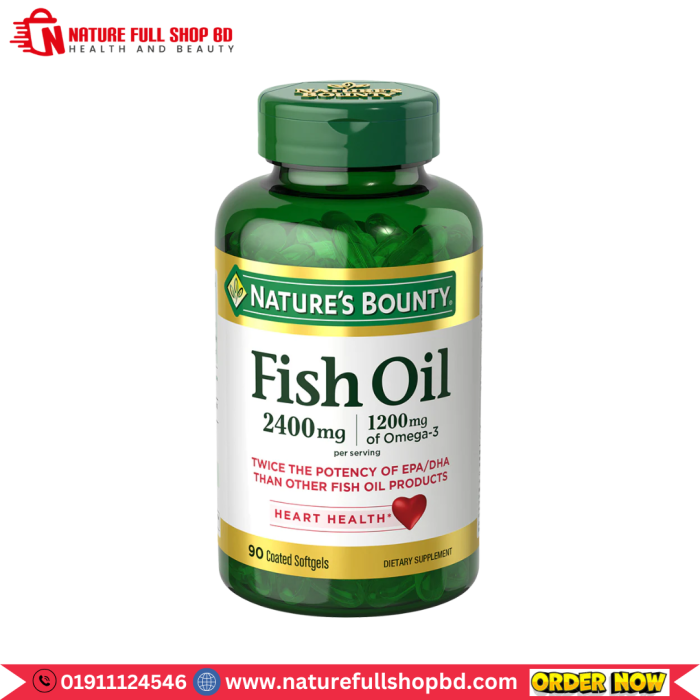 Nature's Bounty Fish Oil 2400 mg 90 Coated Softgels - Image 1