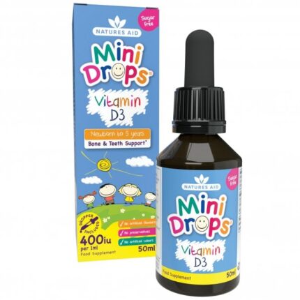 Natures Aid Vitamin D3 Mini Drops for Infants and Children Bone & Teeth Support Newborn to 5 Years 50ml