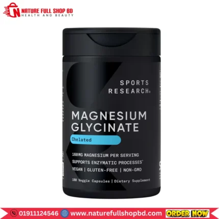 Sports Research Magnesium Glycinate Chelated 180 mg Veggie Capsules